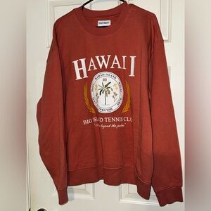 Old Navy Men's Hawaii Graphic Crewneck Sweatshirt - Rust with White & Gold Print